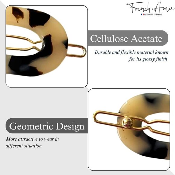 Mini Oval Celluloid Hair Clips Set of 2 Tortoise Shell for Women Girls main image 6